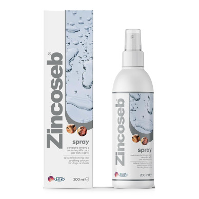 Soluție Topică pentru Calmarea și Echilibrarea Nivelului de Sebum la Câini și Pisici Zincoseb Spray, 200 ml – ICF